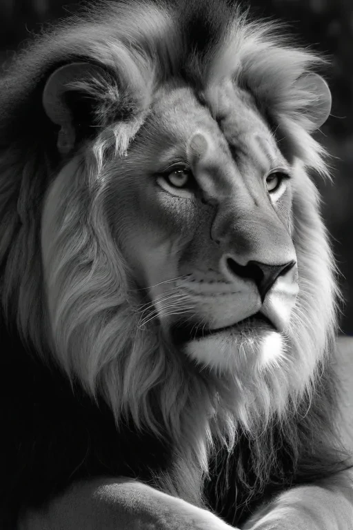lion black and white