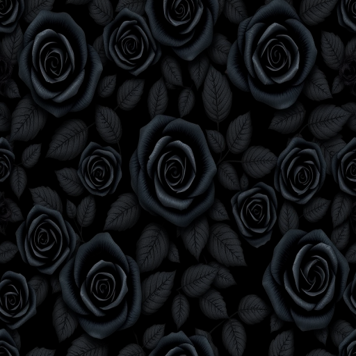 regenerate an intricate seamless floral pattern featuring black roses on a dark background, captured in high resolution using a DSLR camera with a 50mm lens, aperture set to f/2.8, ISO 100, and a shallow depth of field for enhanced detail and clarity.