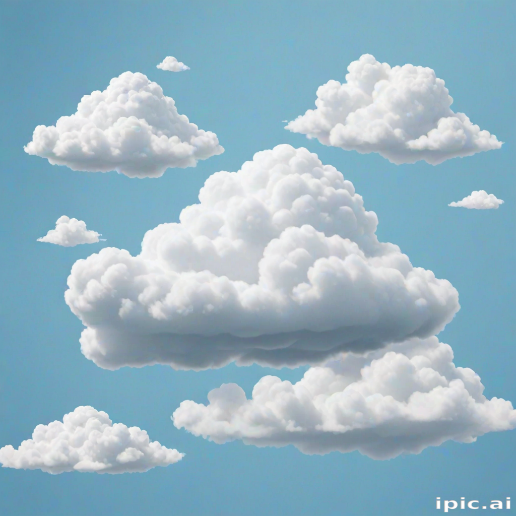Fluffy White Clouds Floating in a Bright Blue Sky Above Us.