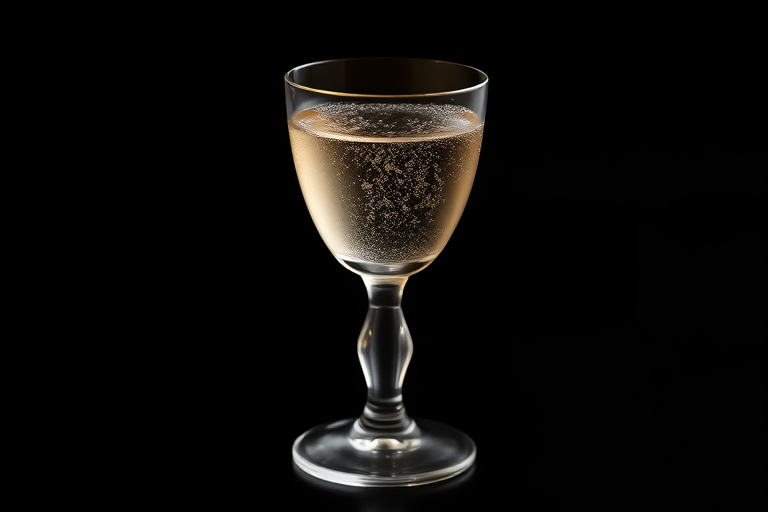 Create a high-resolution image of a crystal champagne coupe glass on a black background with soft lighting, using a Canon EOS R5 with a 50mm lens at f/1.8, ISO 200, and a shutter speed of 1/100s, captured from a slightly elevated angle for a dramatic effect.