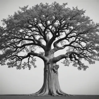 oak tree clipart black and white