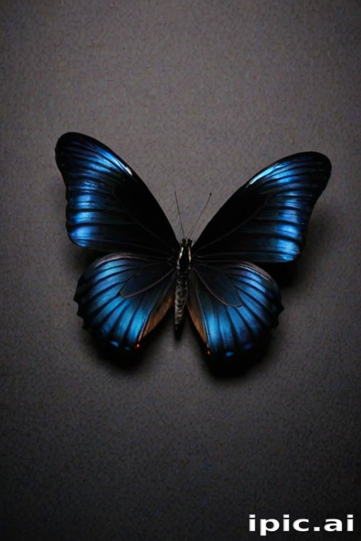 Stunning Blue Butterfly Displaying Vibrant Colors Against a Dark Background