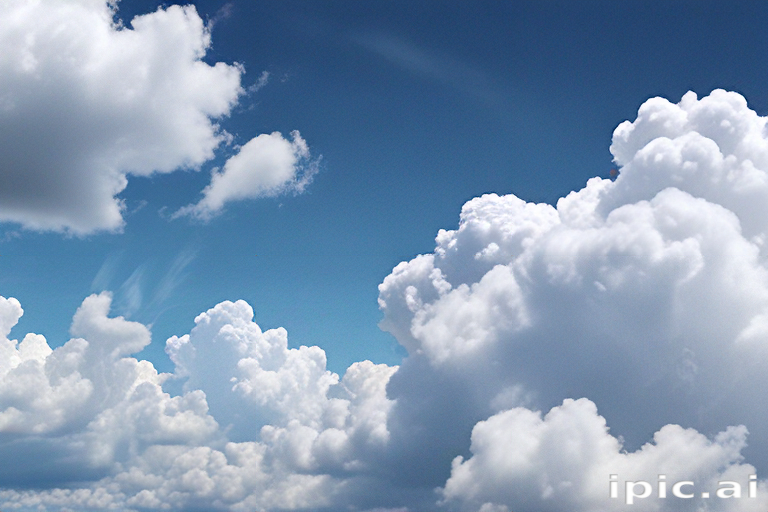 Beautiful Blue Sky Filled with Fluffy White Clouds on a Sunny Day