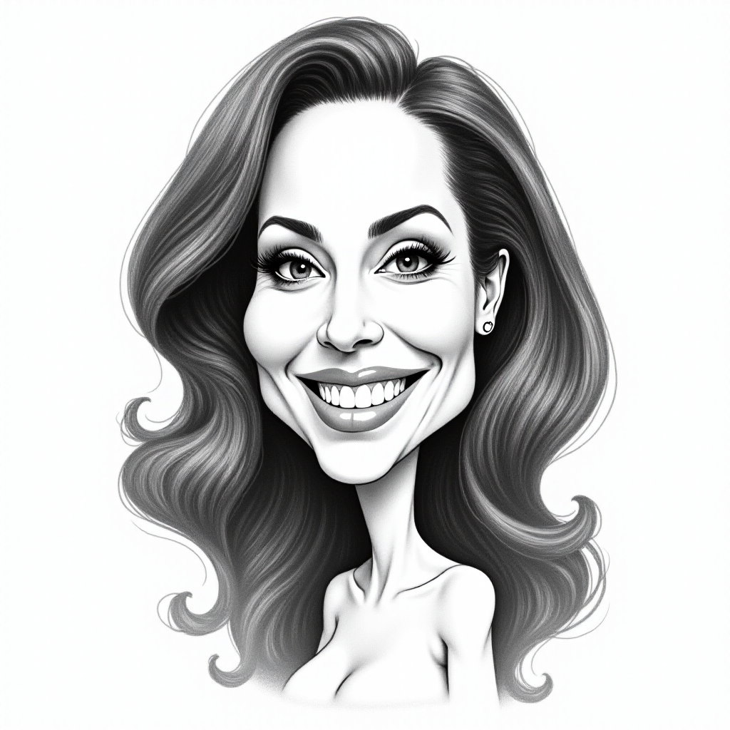 kamala harris caricature. A pencil-drawn caricature of the actress Angelina Jolie