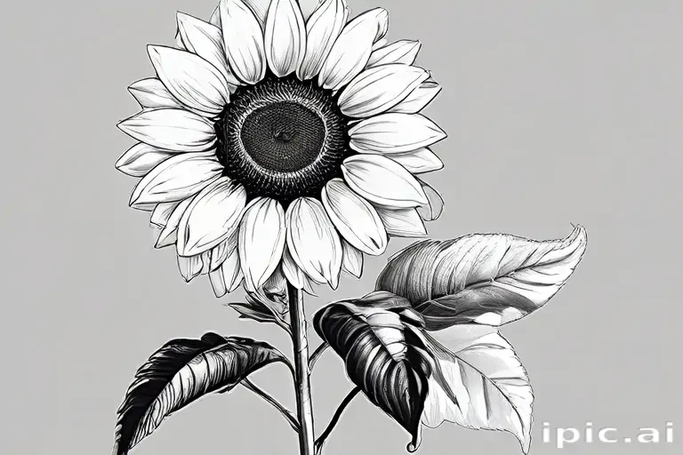 clip art sunflower black and white