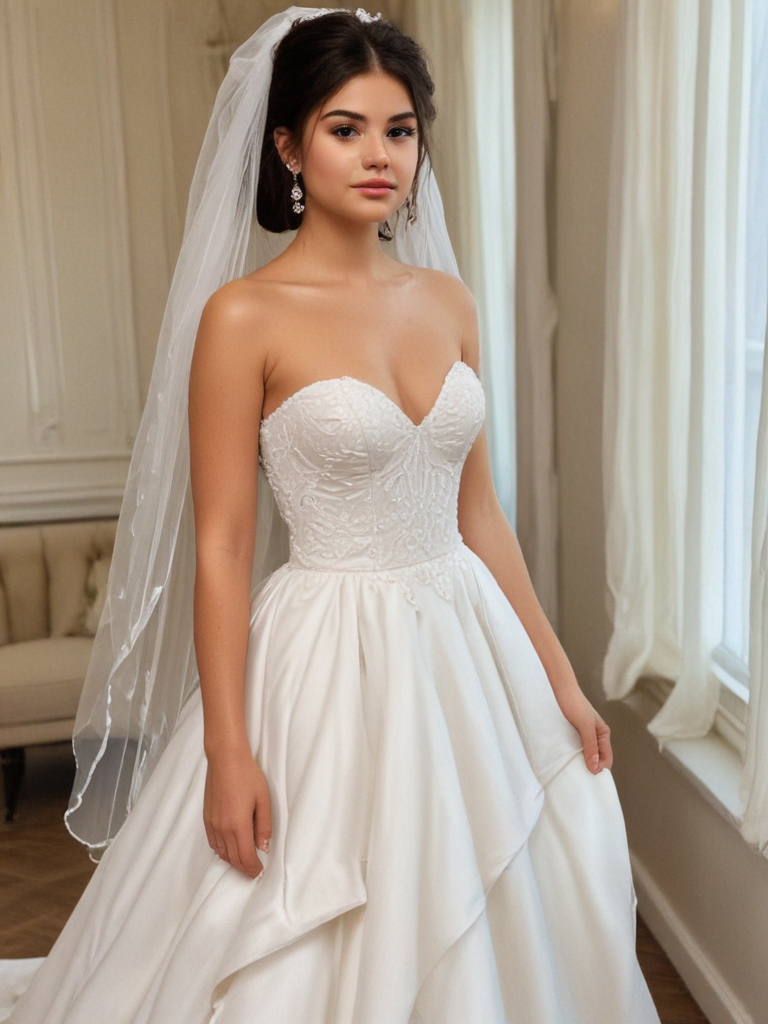 selena gomez in wedding dress