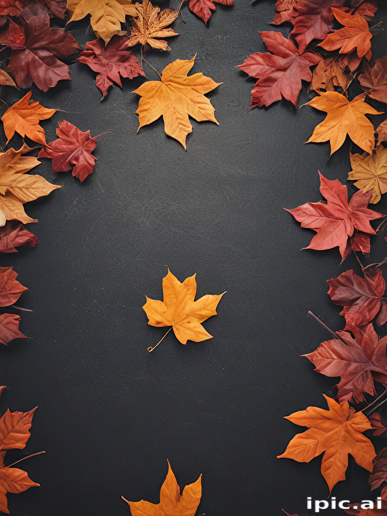 Autumn Leaves Arranged Beautifully on a Dark Background for Seasonal Vibes