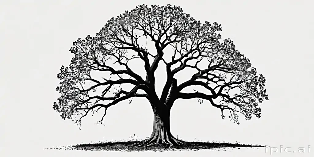 oak tree clipart black and white