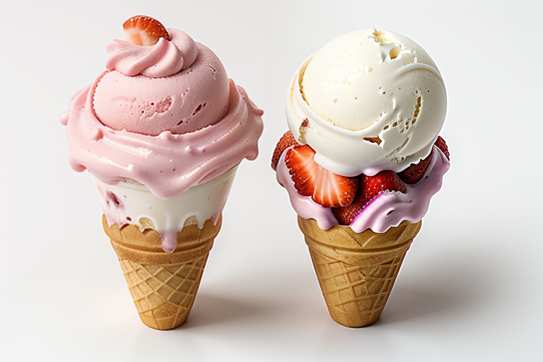 ice cream strawberry and vanilla
