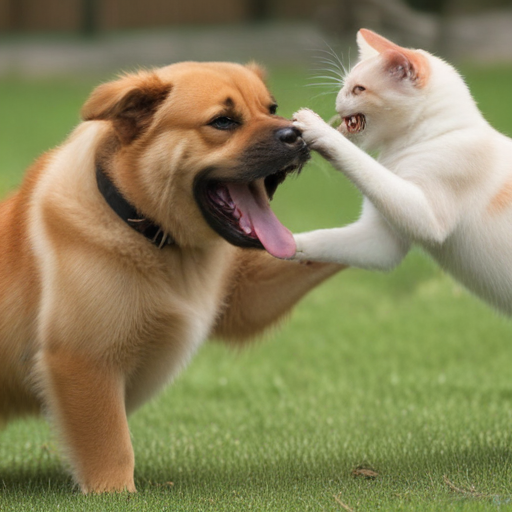 cat and dog fighting