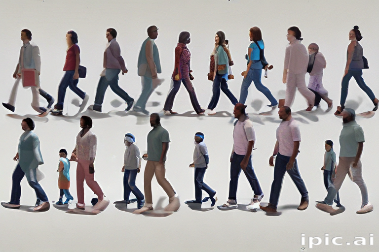 Dynamic Scene Depicting Diverse Group of People Walking Together in Harmony