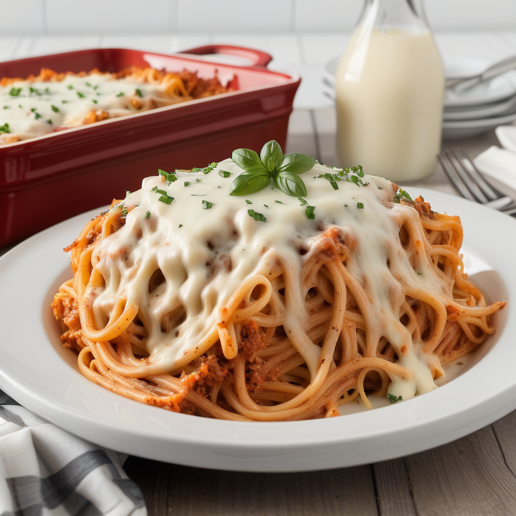 baked spaghetti with alfredo sauce