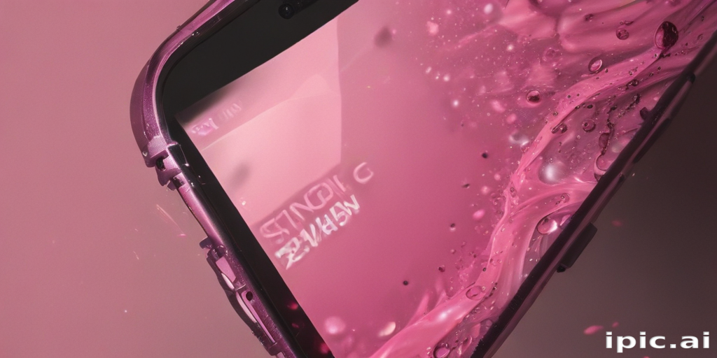Vibrant Pink Smartphone Surrounded by Bubbles and Water Droplets in Motion