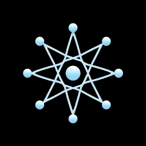 Create a high-resolution image of an atomic symbol with clean lines and a transparent background, using a Canon EOS 5D Mark IV, aperture f/8, ISO 100, 50mm lens, shot in natural light for clarity and detail.