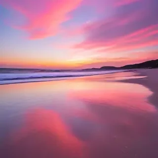 pink beach sunset