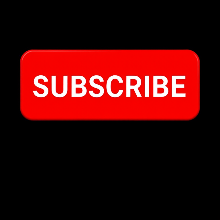 Create an image featuring a bold red rectangular button with the word "SUBSCRIBE" prominently displayed in white text, capturing it with a DSLR camera at f/2.8 aperture, 50mm lens, and a slight vignette effect to enhance focus on the button against a clean black background.