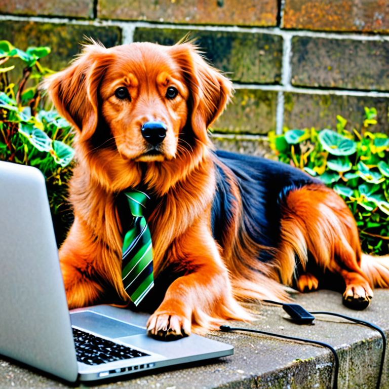 datacenter, hovawart tie dog, macbook pro, computers and cables