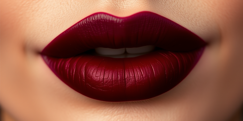 Alluring image of burgundy wine lips with a velvet matte texture, highlighting rich pigmentation and sophisticated elegance