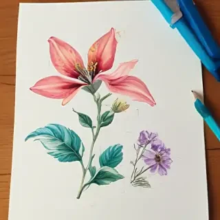 drawings of flowers with color