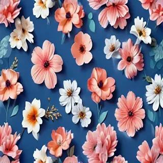 blue background with flowers