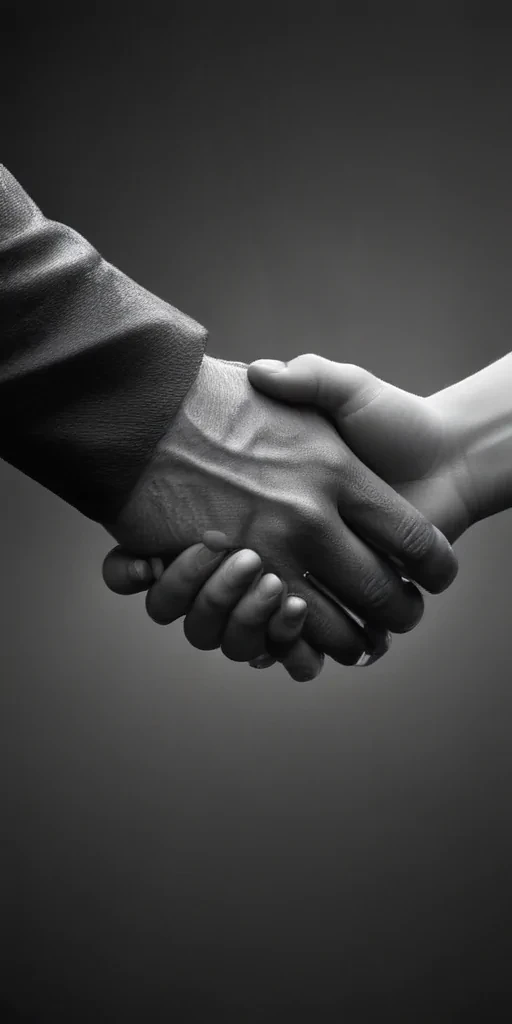 handshake black and white