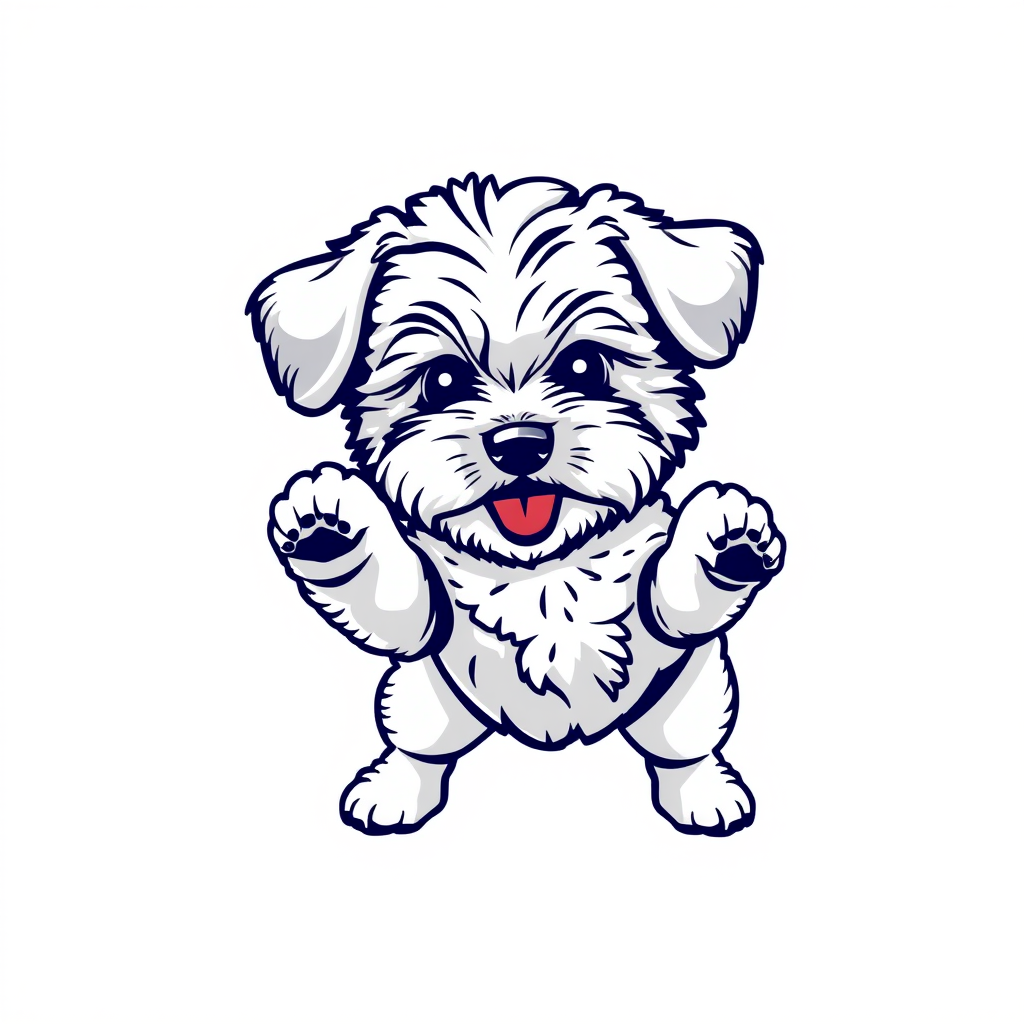 vector illustration, cute Maltipoo dog, dynamic pose, isolated on white background