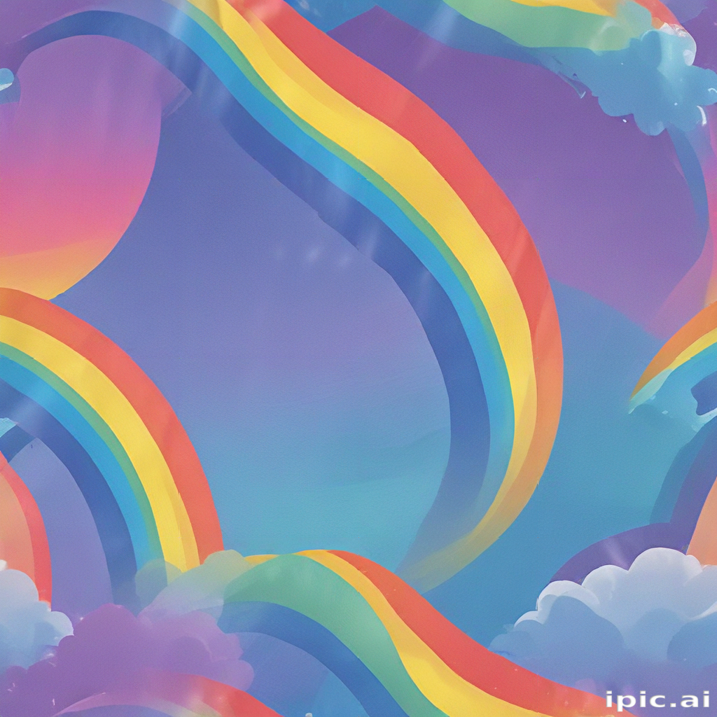 Vibrant Rainbows Arcing Through Soft Clouds Under a Dreamy Sky
