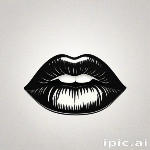 lips clipart black and white