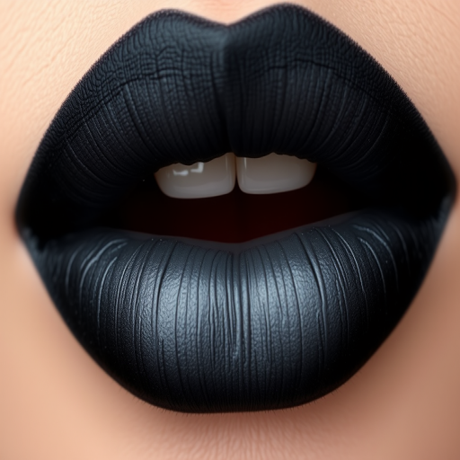 Ombre black to grey lips with a smoky, gradient effect, showcasing edgy sophistication and a bold, mysterious allure