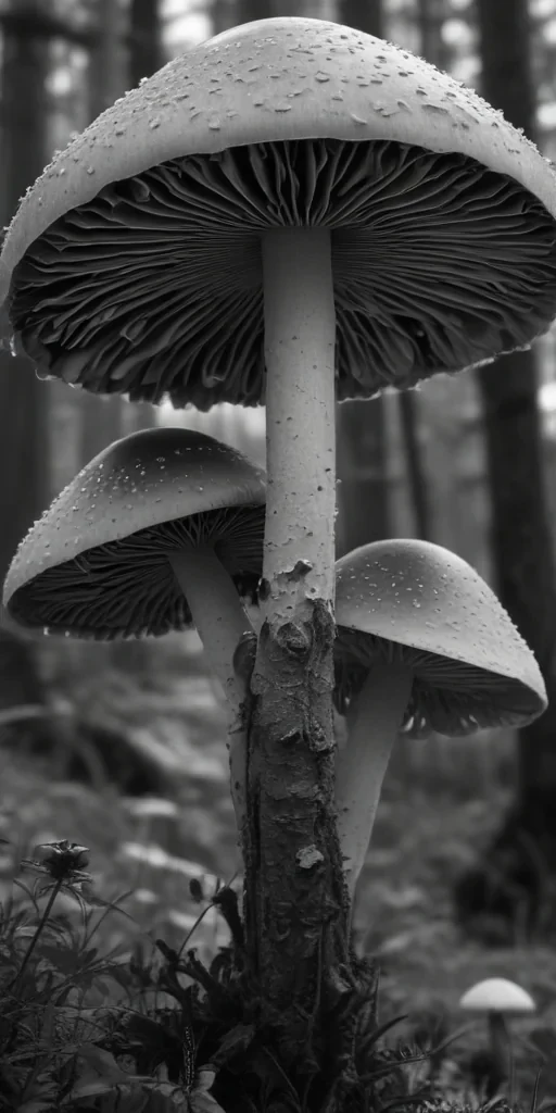 mushroom black and white