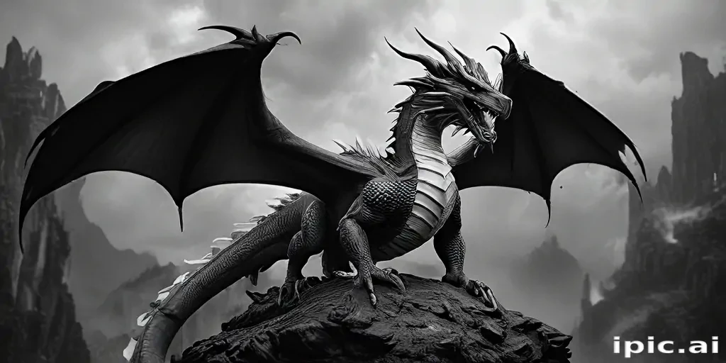 dragon black and white