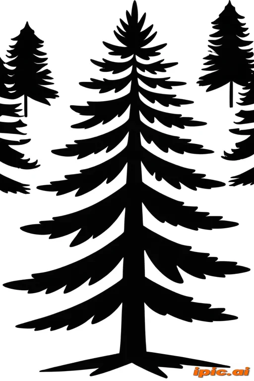 black and white pine tree clip art