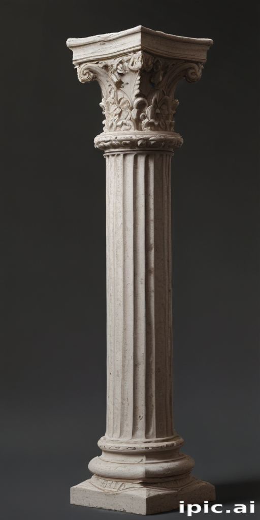 Elegant Classical Column with Intricate Carvings and Fluted Design