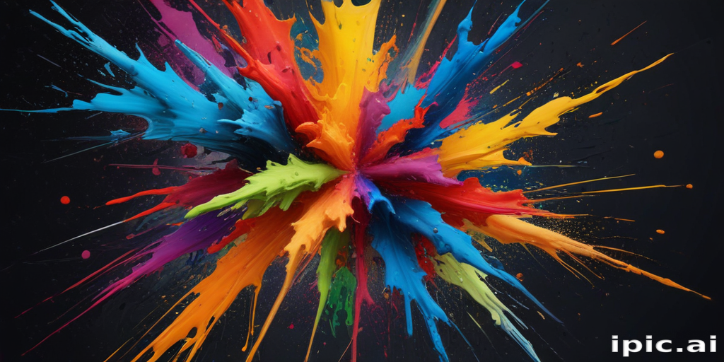 Vibrant Explosion of Colorful Paint Splashes Against a Dark Background