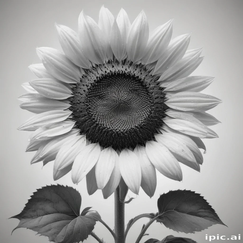 clip art sunflower black and white