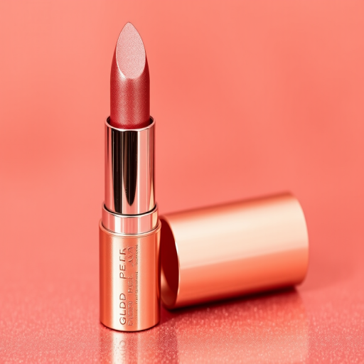 Metallic rose gold lipstick titled "Gilded Petal" with a creamy formula, offering intense pigmentation and a luxurious sheen for a glamorous look