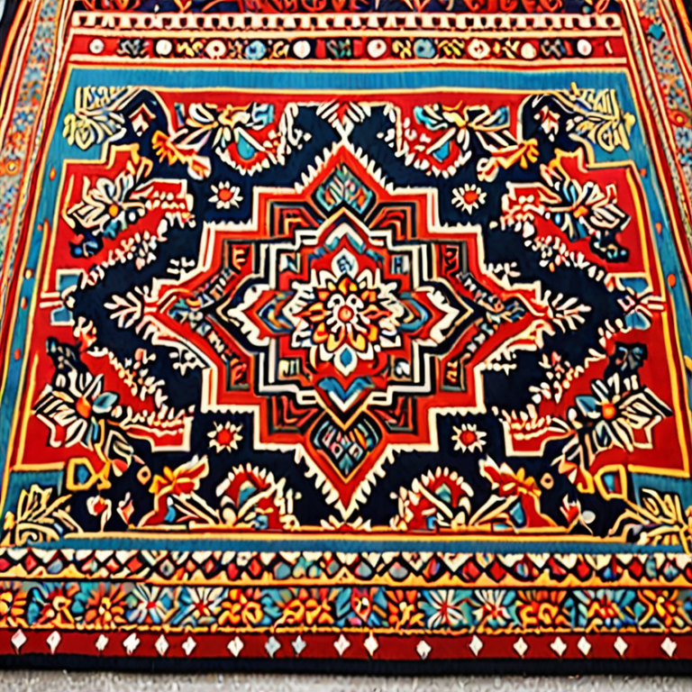 a colorful rug with a colorful design on it