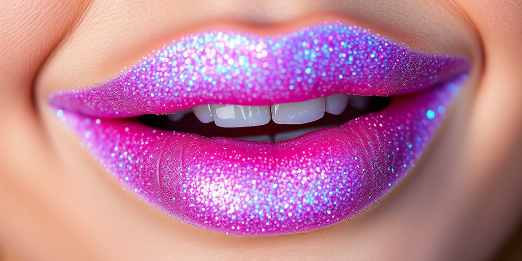 Iridescent lip powder dubbed "Fairy Dust," transforming any lip color with a magical, shimmering veil of sparkle