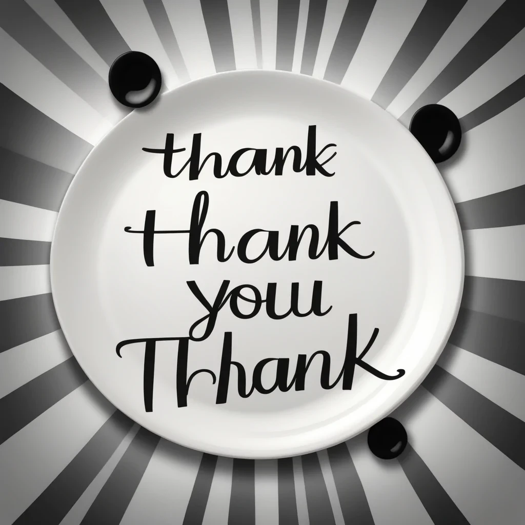 thank you in black and white
