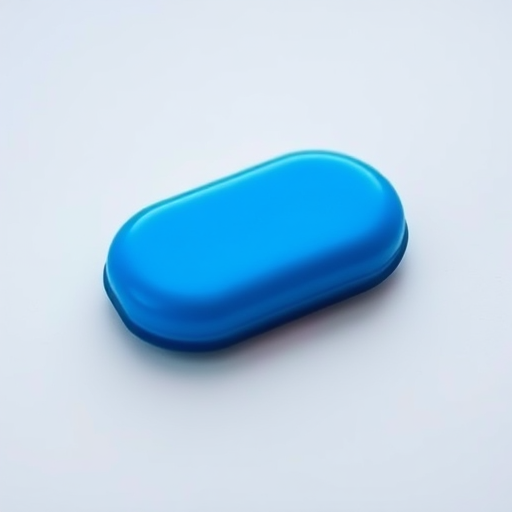 Create a vibrant, smooth blue button with rounded edges, including a subtle gradient effect, 50mm lens, f/2.8 aperture, ISO 100, shot from a slight angle to capture depth, with a soft focus background.