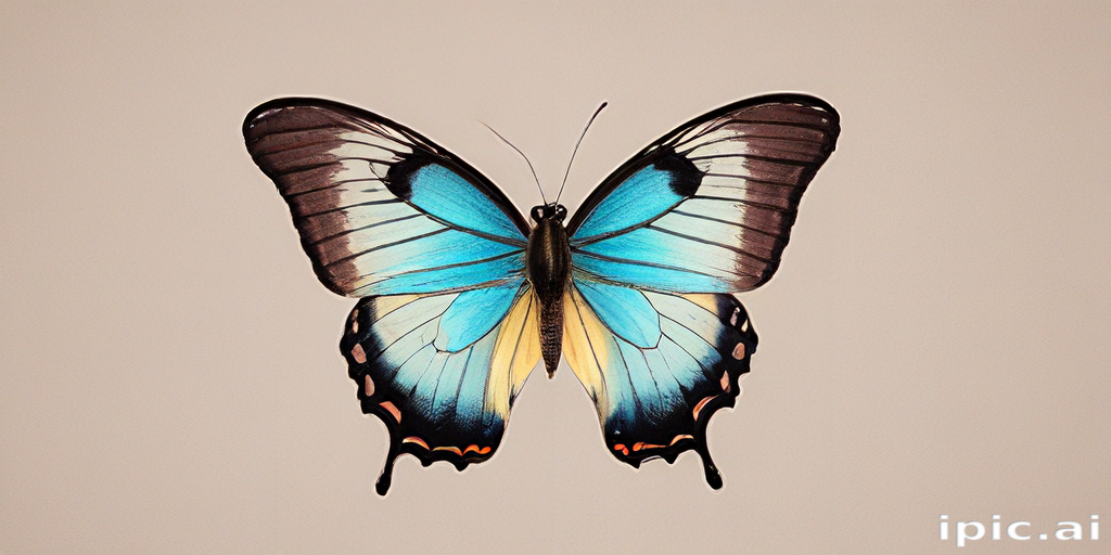 Vibrant Blue Butterfly Displaying Its Exquisite Wings Against a Neutral ...