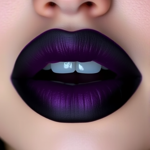 Ombre lips fading from deep purple to black, named "Midnight Mystic," showcase a mysterious, gothic-inspired gradient and velvety matte finish