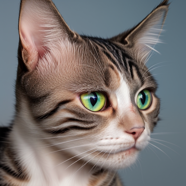Close-Up Portrait of a Strikingly Beautiful Cat with Vibrant Green Eyes