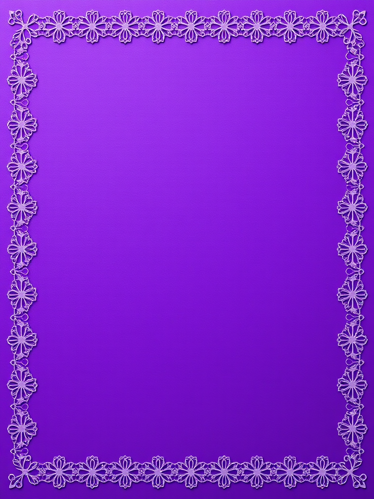 A plain purple background with a delicate lace border, captured using a DSLR camera, aperture f/4, shutter speed 1/125s, ISO 100, shot from a straight-on view to enhance texture and detail.