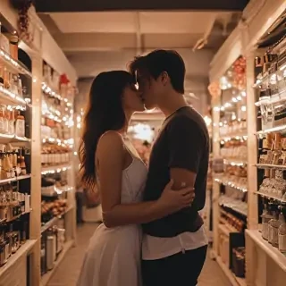 couple kissing aesthetic