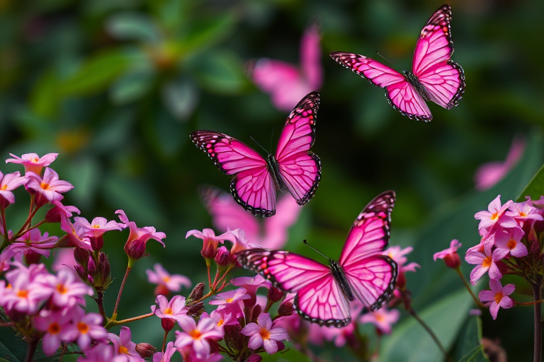 images of pink butterflies