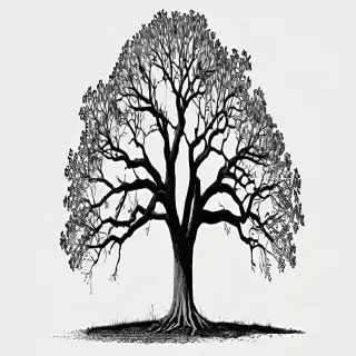 oak tree clipart black and white