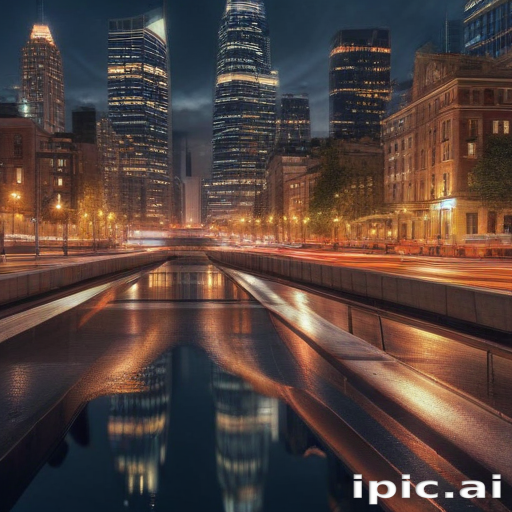 Stunning Night View of a Modern City Skyline Reflected in Water