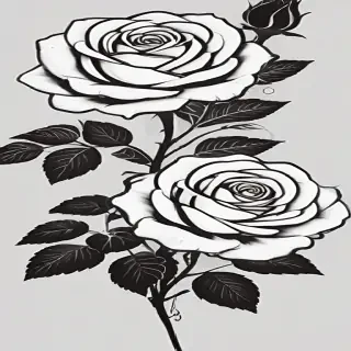 roses clipart black and white