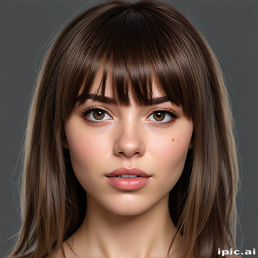 A Close-Up Portrait of a Young Woman with Beautiful Brown Hair and Eyes.